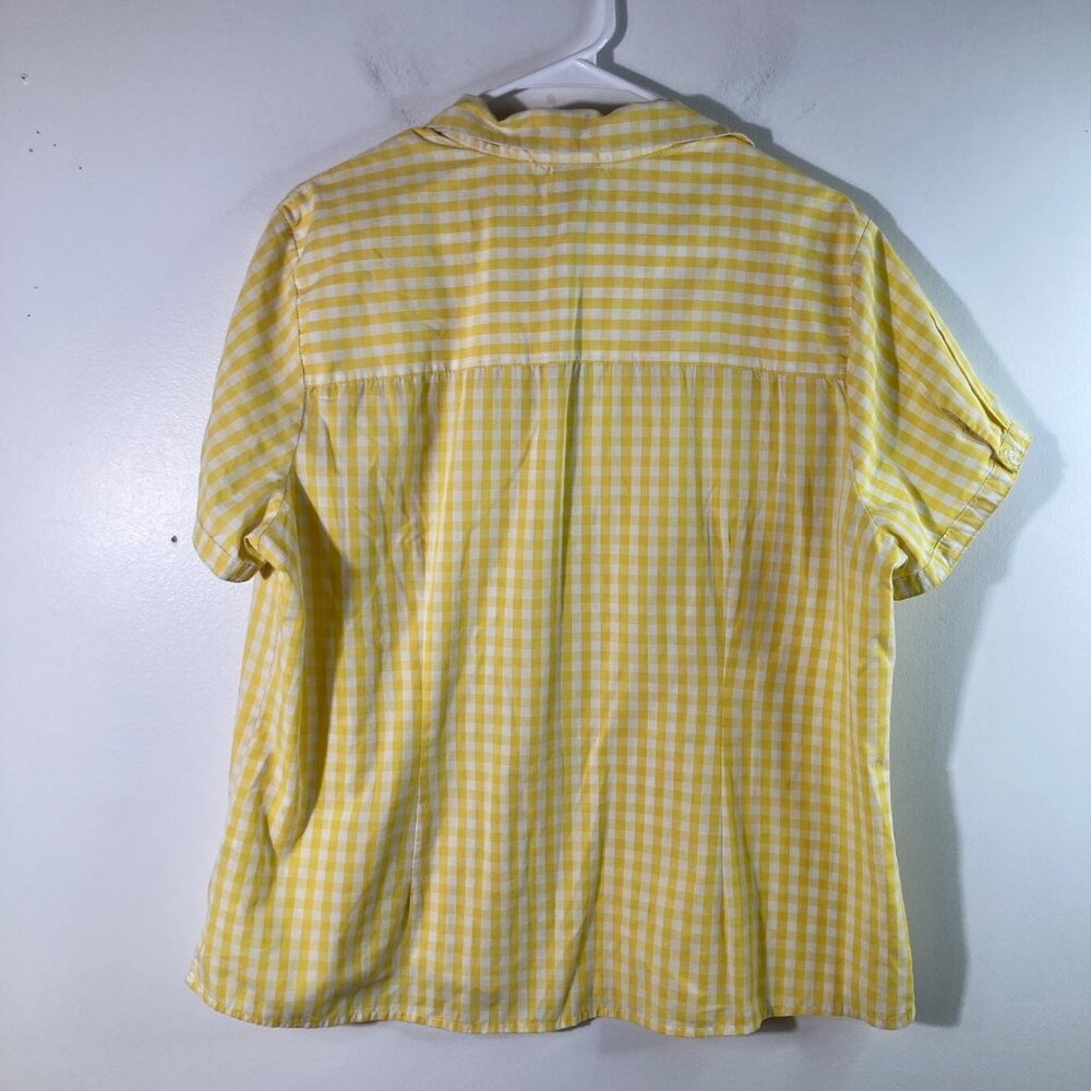 Womens Basic Editions V‎ Neck Gingham Button Shir… - image 2